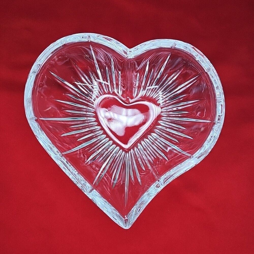Heart Candy Nut Trinket Bowl Mikasa Crystal Icicle VTG Dish
